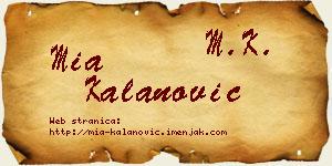 Mia Kalanović vizit kartica
